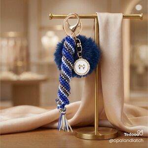 Elegant Navy Swirl Keychain